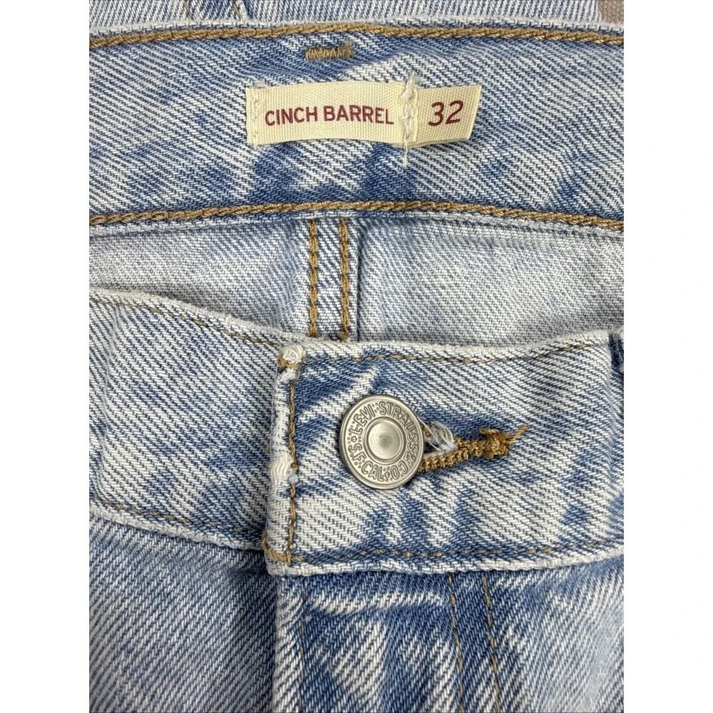 Levi's Cinch Barrel Jeans Womens 32x31 Blue Solid High Rise Loose Fit NWT